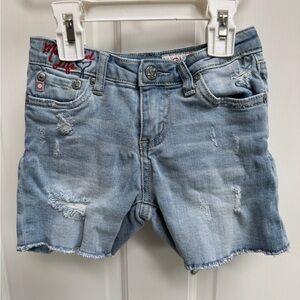 Adriano Goldshmeid Kids 3T Girls Light Blue Distressed Denim Shorts Mermaid Life